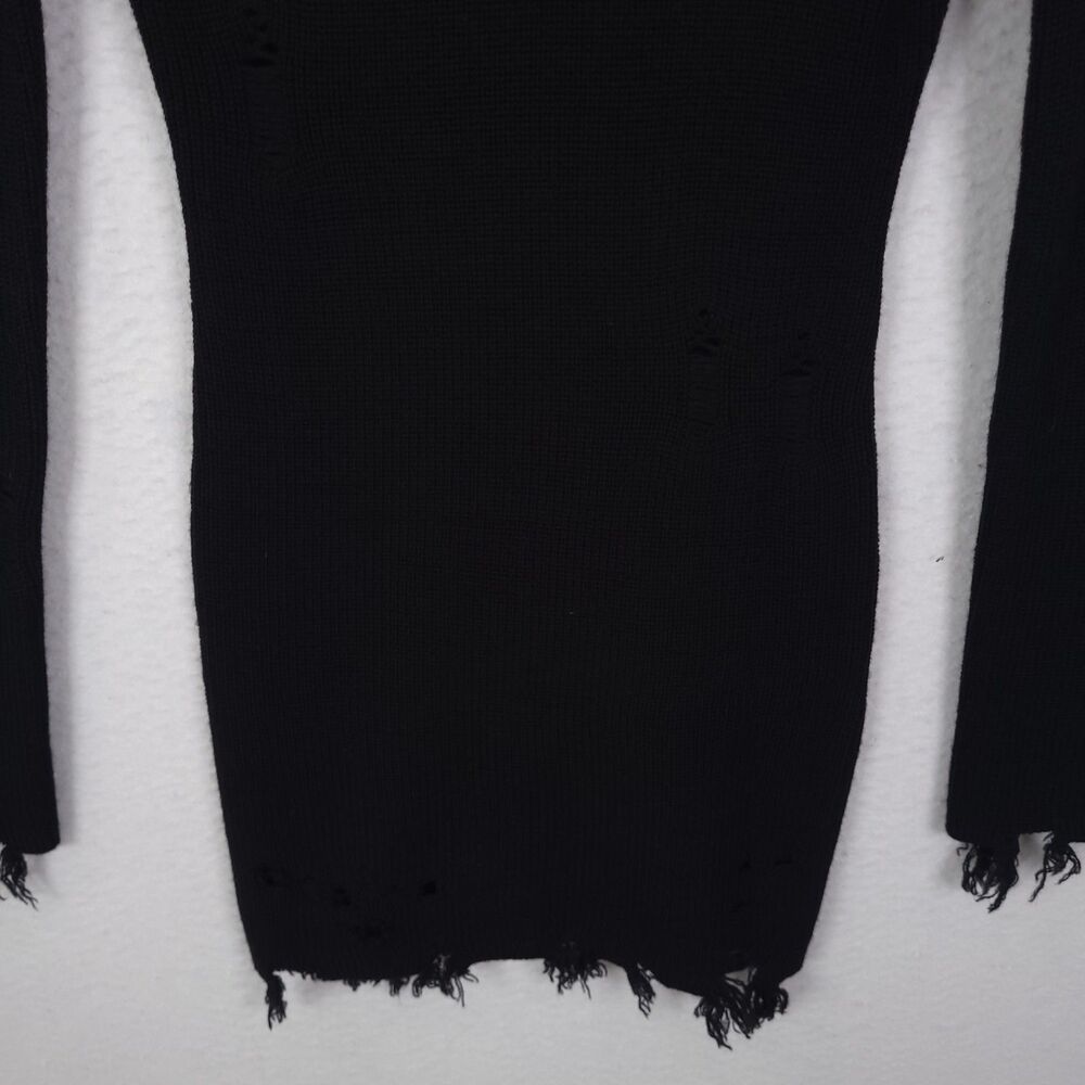 Lovers and Friends Keeney Dress Wool Blend Small Black Distressed Whimsygoth - Picture 2 of 13